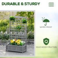 Outsunny Raised Garden Bed with Trellis for Climbing Vines, 25.2" x 11" x 47.2" Wood Planter Box for Garden, Free Standing Flower Bed, Indoor Outdoor Display Rack, Grey(m-6)