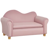 Qaba Ergonomic Foam Kids Sofa with Inner Toy Storage Chest, Velvet Kids Couch with Soft Arms, Children's Lounge Furniture, Pink(m-1)