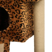PawHut Cat Tree, Small Cat Tower with Perch, Scratching Post, Cat Condo, Toy Ball for Kitty, Leopard Print(m-10)