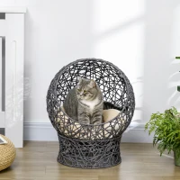PawHut Rope Weave Cat Bed with Cushion, Stand, for Indoor Cats, Violet(m-1)