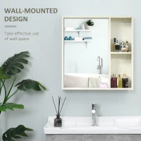 kleankin 24.75" x 25.5" Bathroom Medicine Cabinet with Mirror, Storage Shelf, Over Toilet Bathroom Cabinet Wall Mounted for Living Room and Laundry Room, White(m-4)