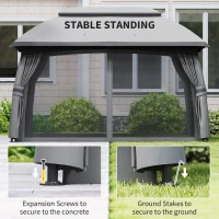 Outsunny 10' x 13' Patio Gazebo, Outdoor Gazebo Canopy Shelter with Netting, Vented Roof for Garden, Dark Gray(m-7)
