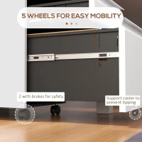 Vinsetto 3 Drawer File Cabinet with Lock, Steel Vertical Filing Cabinet with 5 Wheels and Hanging Bar for A4/Legal/Letter, Home Office Printer Stand with Pre-Assembled Body, White(m-7)