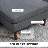 HOMCOM U Shape Couch with Double Chaise Lounge, Modern 4 Seater Sofa with Wooden Legs, Fabric Sofa for Living Room, Dark Grey(m-7)