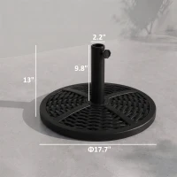 Outsunny 30 lbs. Market Umbrella Base Holder 18" Heavy Duty Round Parasol Stand with Rattan Design for Patio, Black(m-3)