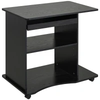 HOMCOM Computer Desk Cart, Mobile Small Office Workstation with Slide-Out Keyboard Tray, Adjustable Shelf, & CPU Stand, Black(m-1)