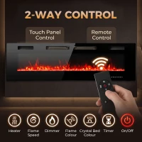 HOMCOM 60" Electric Fireplace, Ultra-Thin Recessed, Wall Mounted and Freestanding Fireplace w/ Flame Effect, 750W/1500W, Black(m-6)