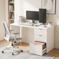 HOMCOM Computer Desk with Drawers Office Desk with Reversible File Drawers Study Table Bedroom Study 47" White(m-1)