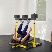 Soozier Vertical Leg Press Machine with Adjustable Leg, Back, and Head Positions, 1" Standard Plate Compatible, Yellow(m-9)