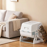 PawHut Cat Litter Box with Lid, Enclosed Cat Litter Box with Deodorization Bag & Drawer Pan, High Sides & Flip-to-Clean(m-10)