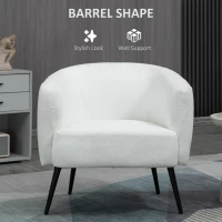 HOMCOM Accent Chair Modern Barrel Armchair with Metal Legs, Cream(m-4)
