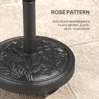 Outsunny Round Patio Umbrella Base, 46 lbs Resin Umbrella Base with Wheels, Outdoor Umbrella Stand for 1.3"/1.5"/1.9" Umbrella Poles for Outdoor, Lawn, Poolside, Black(m-7)