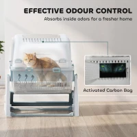 PawHut Cat Litter Box with Lid, Enclosed Cat Litter Box with Deodorization Bag & Drawer Pan, High Sides & Flip-to-Clean(m-6)