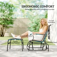 Outsunny Outdoor Glider with Ottoman, Patio Glider Chair Set with High Back, Wide Seat for Porch, Garden, Backyard, Brown(m-5)