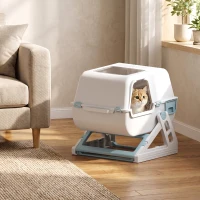 PawHut Cat Litter Box with Lid, Enclosed Cat Litter Box with Deodorization Bag & Drawer Pan, High Sides & Flip-to-Clean(m-9)