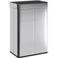 HOMCOM 14.5 Gal (55 L) Sensor Can, Garbage Can with Soft-Close Butterfly Lid, Fingerprint-Proof Stainless Steel, Silver(m-2)