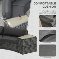 Outsunny 8 Piece Patio Furniture Set with 4 Rattan Sofa Chairs & 4 Tables with Storage & Umbrella Hole, Mixed Gray(m-6)