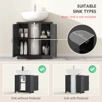 kleankin Bathroom Sink Cabinet, Pedestal Sink Cabinet with Adjustable Shelf, Black(m-4)