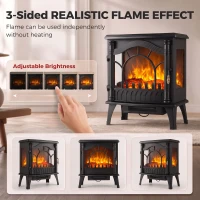 HOMCOM Electric Fireplace 1000W/2000W, Freestanding Heater with Adjustable Thermostat, Overheat Protection, 3D Flame Effect(m-4)