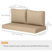 Outsunny 2 Seater Outdoor Seat Cushions with Backrest, Loveseat Double Sofa Outdoor Furniture Cushions, Beige(m-3)