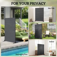 Outsunny HDPE Outdoor Privacy Screen, 47.2"W x 68.5"H Decorative Privacy Fence Screen with Stand and 6 Panels, Black(m-8)