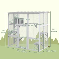 PawHut Large Outdoor Catio with Weatherproof Roof, Bridge, Resting Box, Platforms, White(m-3)