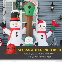 HOMCOM 7ft Christmas Inflatables Outdoor Decorations Snowman Family with Bird and Birdhouse, Blow-Up LED Yard Christmas Decor(m-8)