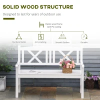 Outsunny 2-Seater Wooden Garden Bench, 4FT Outdoor Patio Loveseat with Unique X-Shape Back for Yard, Lawn, Porch, White(m-6)