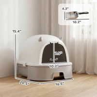 PawHut Stainless Steel Cat Litter Box Easy to Clean Kitty Litter Box with Slide-Out Tray Large Gray(m-3)