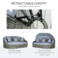 Outsunny Convertible Rattan Daybed Sectional, Light Grey(m-5)