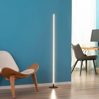 HOMCOM Modern LED Floor Lamp, Tall Corner Light with Metal Base for Office, Bedroom, Living Room, Black(m-12)