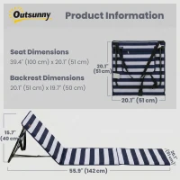 Outsunny Set of 2 Foldable Lounge Chairs with Carry Strap, Adjustable Backrest, Blue and White(m-3)