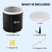 Outsunny Ice Bath Tub for Athletes, 71 Gal Cold Plunge Tub with Cover, Pump, Portable Multiple Layered Inflatable Ice Barrel(m-4)