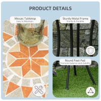Outsunny Mosaic Patio Table, Round Coffee Table with Metal Frame, Garden Furniture for Outdoor, Poolside, Yellow & Grey(m-6)