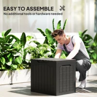 Outsunny 30 Gallon Deck Box, Resin Outdoor Storage Box with Handles, Waterproof and UV Resistant Storage Container(m-4)