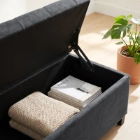 HOMCOM Storage Ottoman Bench, 63" End of Bed Bench for Queen/King Bed, Living Room, Bedroom, Entryway, Dark Grey(m-11)
