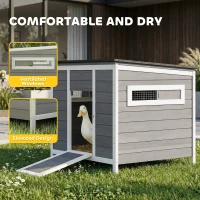 PawHut Duck Coop, Wooden Duck House Rabbit Hutch with Openable Roof, Removable Base, Elevated Legs, Ramp, Ventilated Windows(m-5)