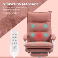 Vinsetto Executive Massage Office Chair with 6 Vibration Points, Microfiber Computer Desk Chair, Heated Reclining Chair with Footrest, Armrest, Double Padding, Pink(m-4)