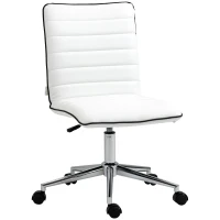 Vinsetto Mid-Back Armless Office Chair Task Chair with PU Leather, Adjustable Height and Swivel Seat Ribbed, White(m-1)