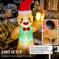 Outsunny Outdoor Blow-Up Christmas Decorations, 8.2ft Christmas Inflatable Gingerbread Man with a Gift Box, Light Brown(m-5)
