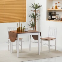 HOMCOM 55" Wood Kitchen Table, Drop Leaf Tables for Small Spaces, Brown(m-7)