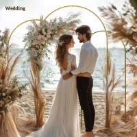 Outsunny Metal Arch Backdrop Stand Set of 3, 7/6.5/6 ft Wedding Arch Frame, Balloon Backdrop Arch Stand Set, Gold(m-6)
