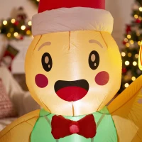 Outsunny Outdoor Blow-Up Christmas Decorations, 8.2ft Christmas Inflatable Gingerbread Man with a Gift Box, Light Brown(m-9)