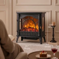 HOMCOM Electric Fireplace 1000W/2000W, Freestanding Heater with Adjustable Thermostat, Overheat Protection, 3D Flame Effect(m-3)