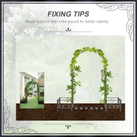 Outsunny 6.7' Steel Garden Arch Arbor with Scrollwork Hearts, Planter Boxes for Climbing Vines, Ceremony, Weddings, Party, Backyard, Lawn, Gray(m-20)