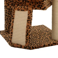 PawHut Cat Tree, Small Cat Tower with Perch, Scratching Post, Cat Condo, Toy Ball for Kitty, Leopard Print(m-11)