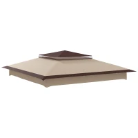 Outsunny 11' x 11' Replacement Canopy Top for Pop Up Canopy Tent, 2-Tier Canopy Cover, 30+ UV Protection, Beige(m-1)