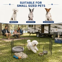 PawHut 30inch 8-Panel Octagon Pet Exercise Playpen Crate Foldable Dog Cage Pen Puppy Kennel, Black(m-6)