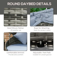 Outsunny Convertible Rattan Daybed Sectional, Light Grey(m-6)