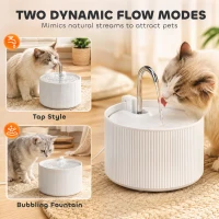 PawHut Ceramic Cat Water Fountain, 2.2L/74oz Pet Water Fountain with Ultra-Quiet Pump, 4-Layer Filtration, Faucet, White(m-5)